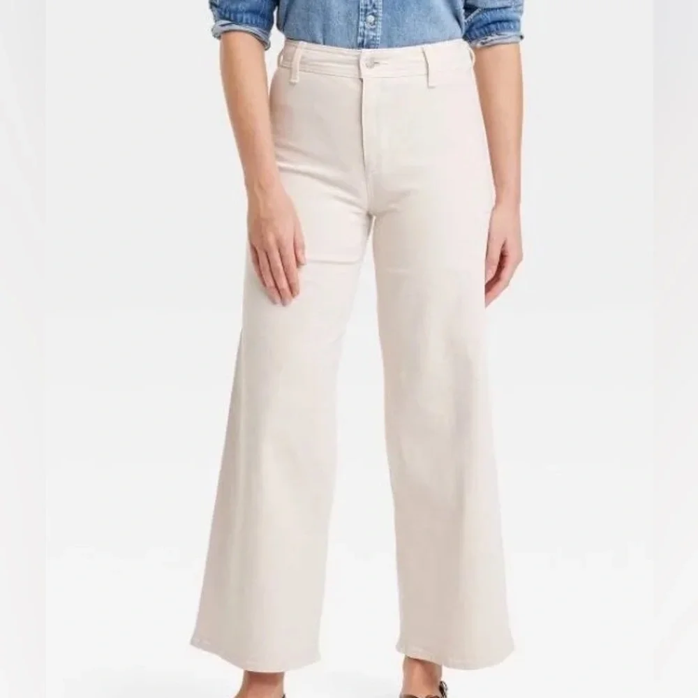 Universal Thread Wide Leg Ankle Jeans Ecru - Picture 1 of 7